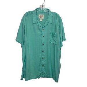 St. Johns Bay Button Front Shirt Mens XXL Green New Classic Fit Cascade